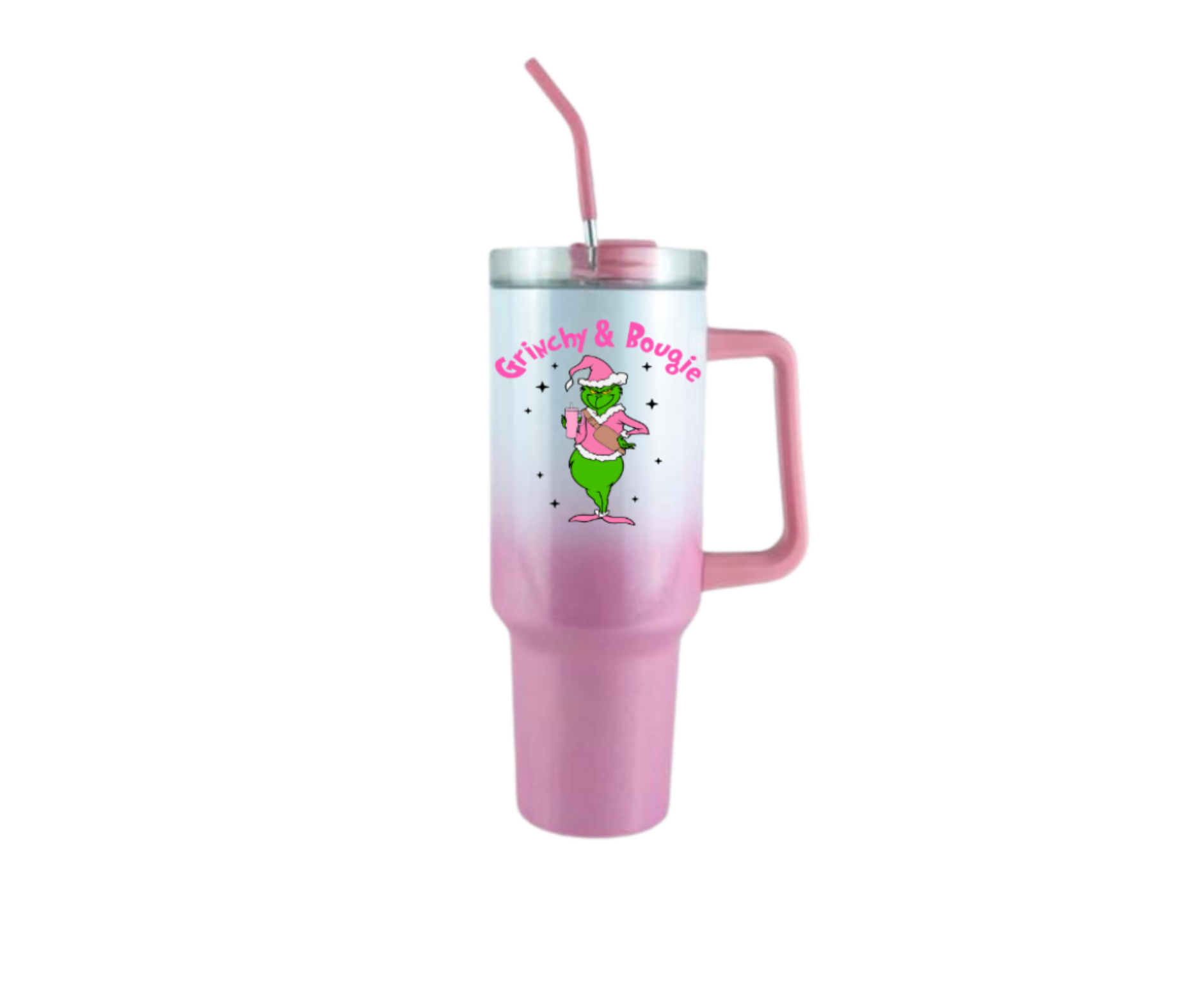 Pink and white holograph 40 oz Bougie Grinch Tumbler – Studio3110
